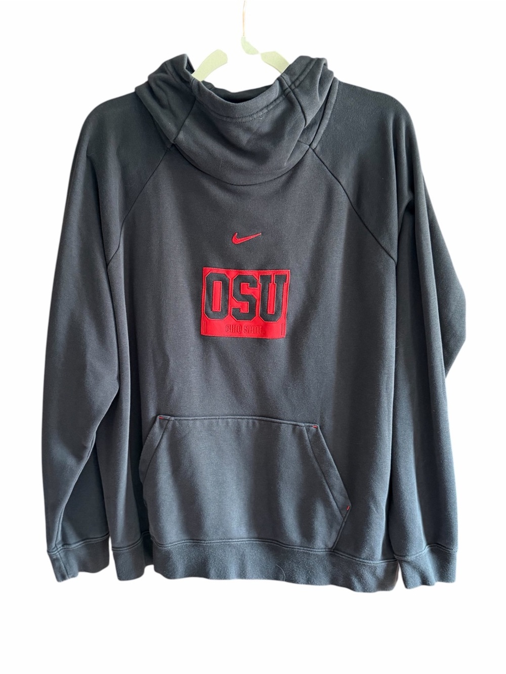 NIKE OSU Ohio State University Buckeyes Charcoal Funnel Neck Hoodie XL